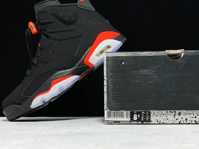 1st Kicks Shoes 384664-060 Air 6 Retro OG Infrared Black Jordan 0803